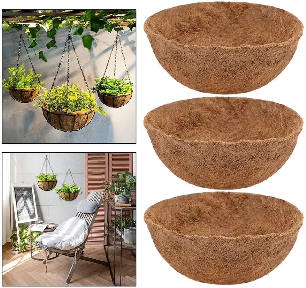 Coconut Coir Hanging Planters Outdoor Metal Wire Baskets With Coco Liner Hanging Pots For Plants Indoor