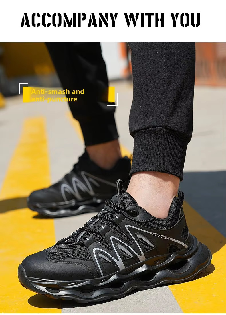 Breathable Microfiber Leather Mesh Safety Shoes Kevlar Anti-stab Work Shoes Steel Toe Anti-smashing EVA Sole