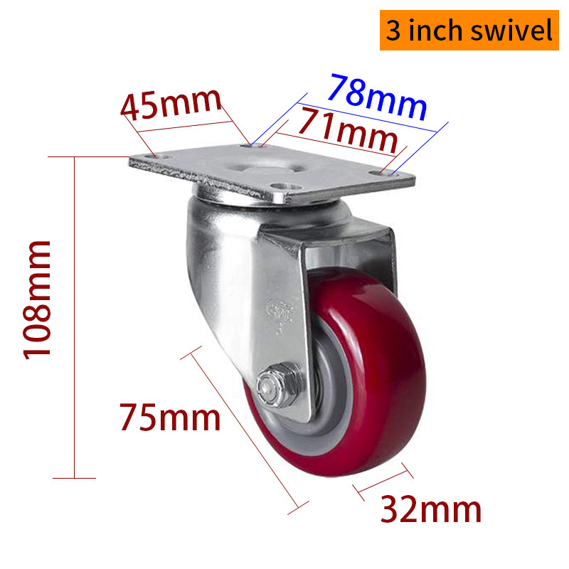 EDL Medium Duty 3inch 150kg Plate TPU Caster by Rigid, Swivel and Brake type