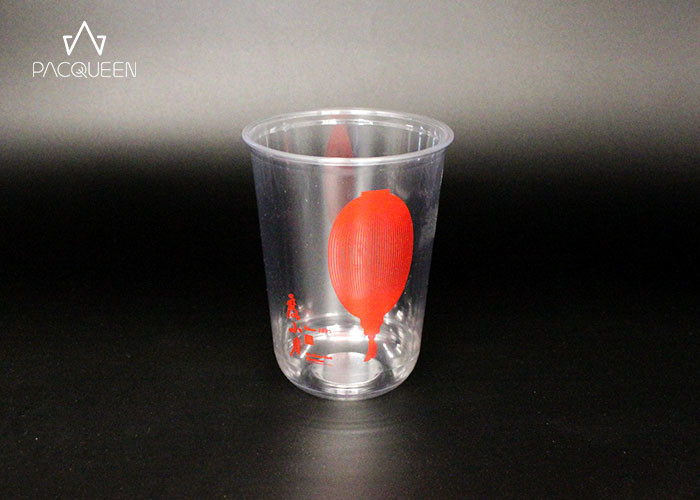 PET Disposable Cold Drink Cups With Lids Flat / Dome Anti Leaking