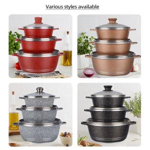 Multifunction 6pcs Double Bottom Die Cast Nonstick Aluminum Cookware Set