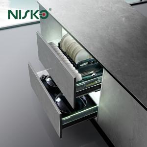 China 2-Tiers Bowl Dish Pull out Basket Kitchen Cabinet Cutlery Storage with LED Light on sale