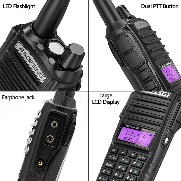 8W Dual Band Security Walkie Talkie , UV82 BAOFENG Lightweight Two Way Radio