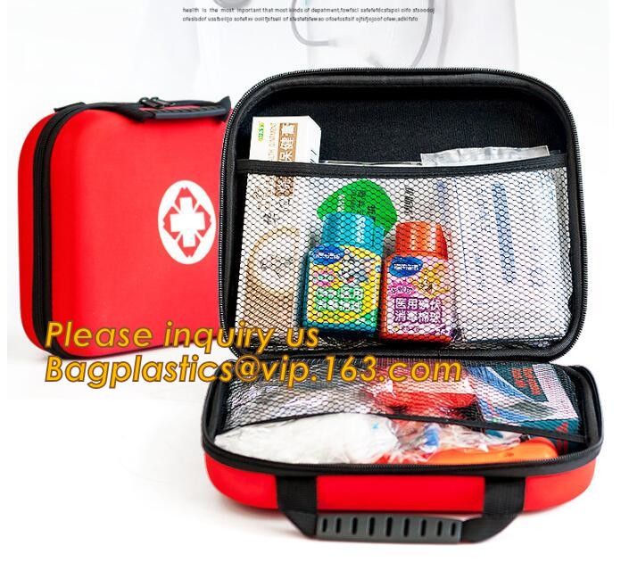 Red pu leather waterproof mini eva first aid kit case,first aid box plastic case carrying case,Medical Multi-functional