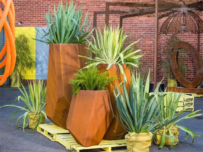 Customized Garden Rectangular Metal Flower Pot Corten Steel Planter Pots