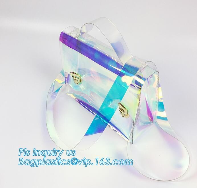 summer laser pvc shopping bag fashion transparent PVC tote handbag, Promotional cheap clear ladies fashion pvc plastic H