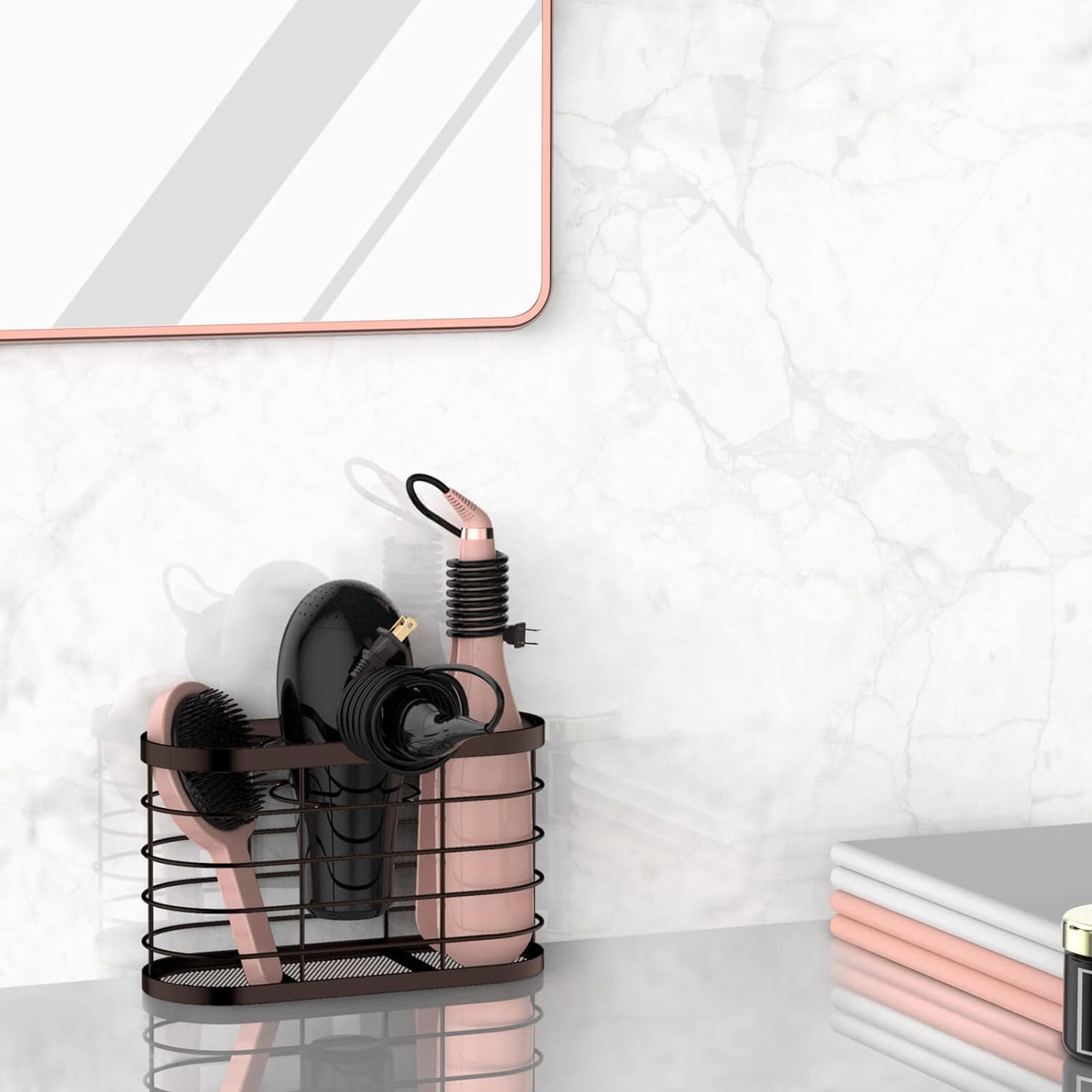 Convenient and Stylish Wall Mounted Cabinet Door for Hair Dryers Bathroom Organizer