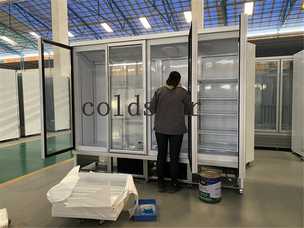 Supermarket refrigerator freezer 4 doors vertical chiller display beverage milk beer