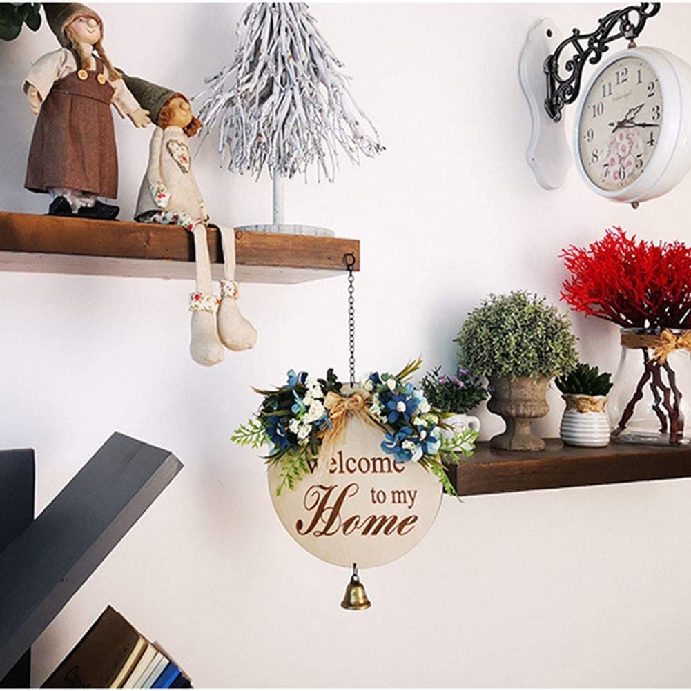 Welcome Wreaths for Front Door Front Door Decor Front Porch Decorations Hanging Sign Rustic Wood Hanging Sign with Bell