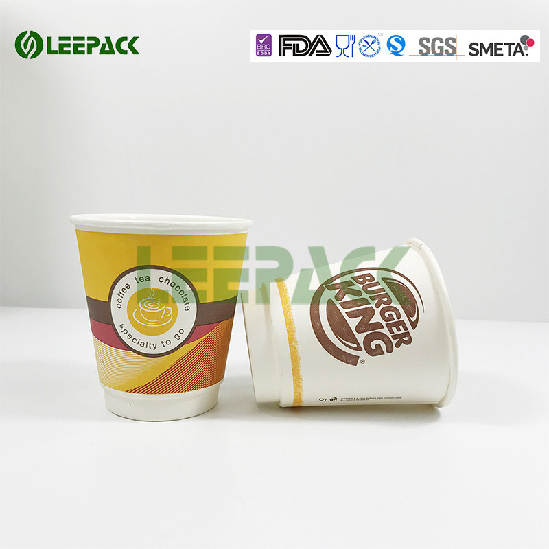 PE lined Insulated Paper Cup , Double Walled Coffee Cups Flexo Printing