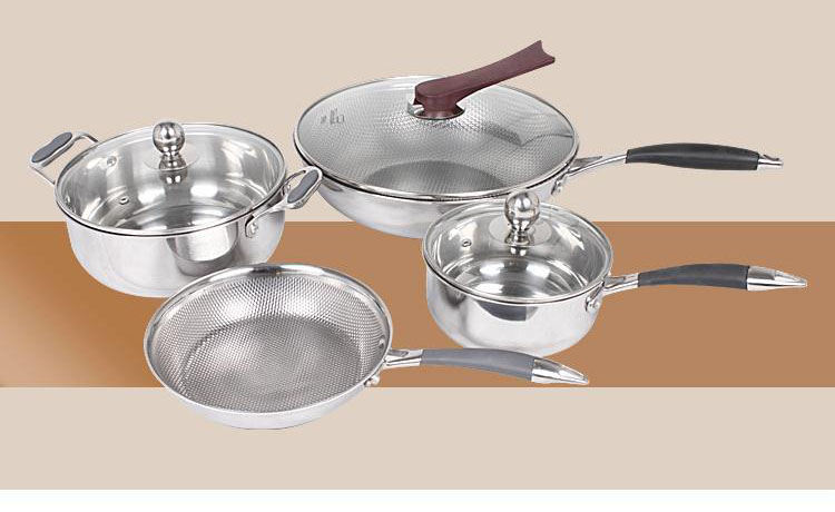 304 Stainless Steel Pot Set Combination Pot Set Thickened Three Layers Non Stick Cookware Pans Frying Set Pots and Pans