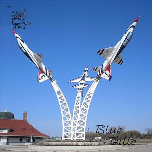 Stainless Steel Airplane Sculpture Modern Large Metal Aircraft Statue Outdoor