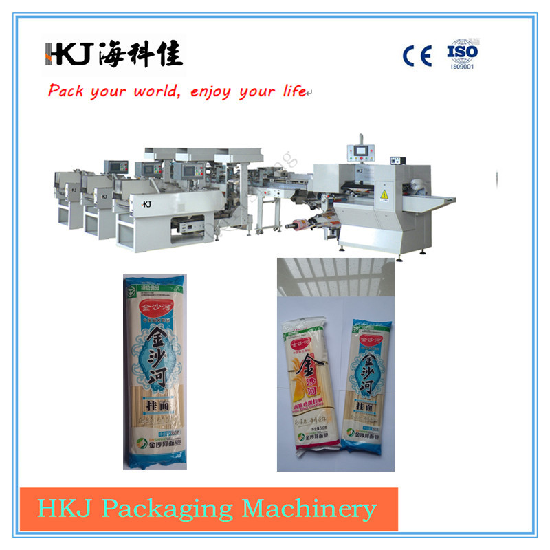 Automatic stick noodle packaging machine with 3 weighers