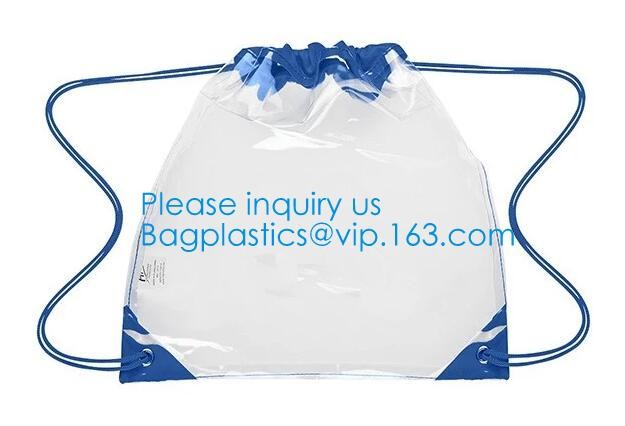 PVC Drawstring Bag Backpack With Solid Bottom Promotional Custom 210D Transparent PVC Clear Drawstring Backpack Bags