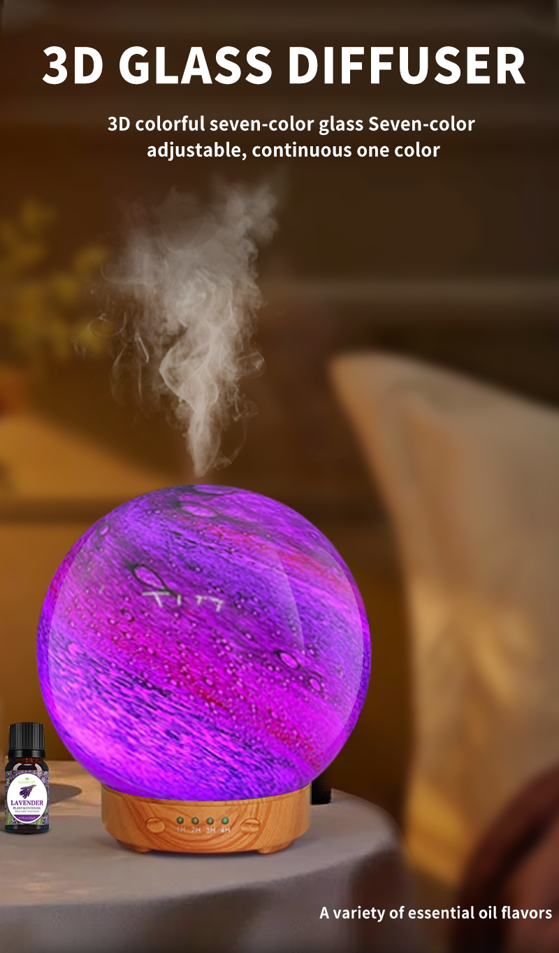 HOMEFISH 3D Glass Design Essential Oil Diffusers Planet Humidifier 120ml