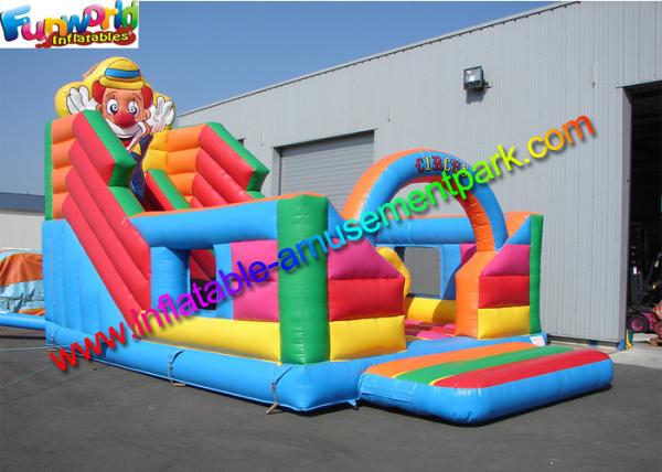 0.55mm PVC Giant inflatable slide , cute clown attractive inflatable slide for
