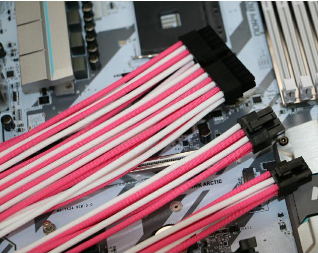 Power Supply braided Sleeved extension cable kit psu cable kit white&pink 18awg