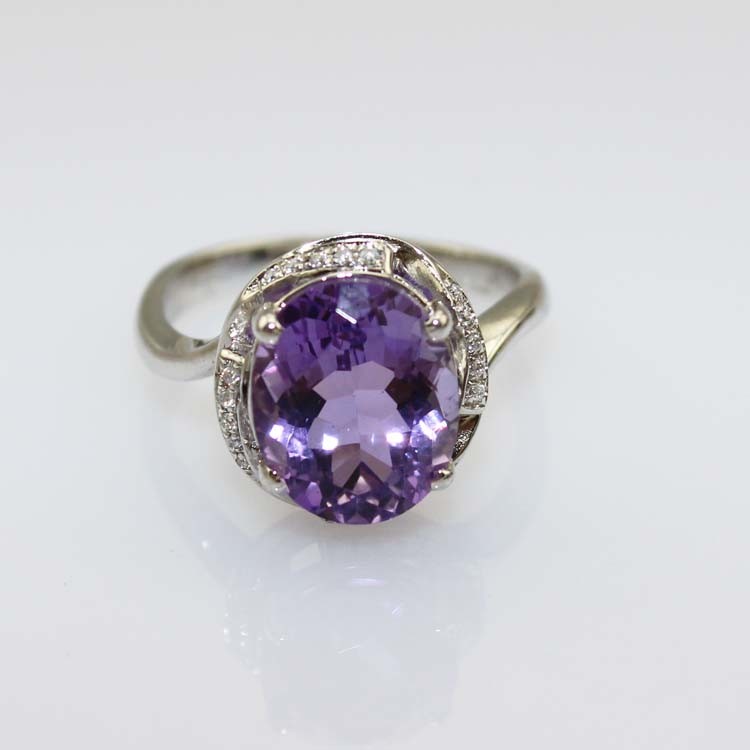 18K Rose Gold Plated Sterling Silver Ring 9mmx11mm Oval Pink Cubic Zircon (R266)