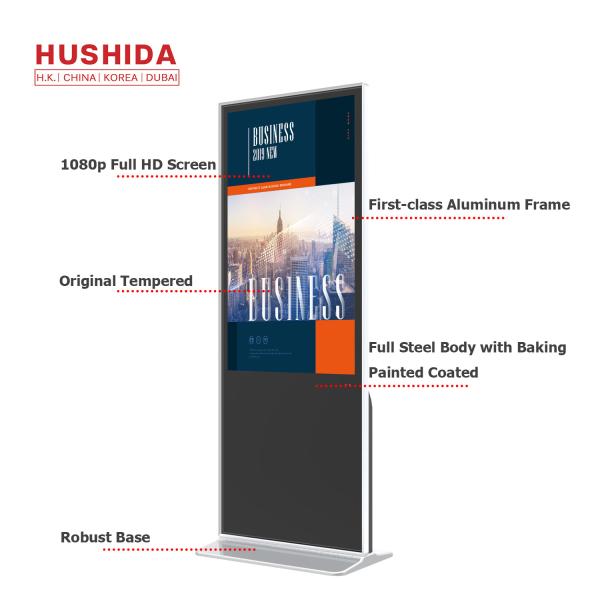 Floor Standing Digital Ad LED Signage Touch Displayer 1080P High Definition