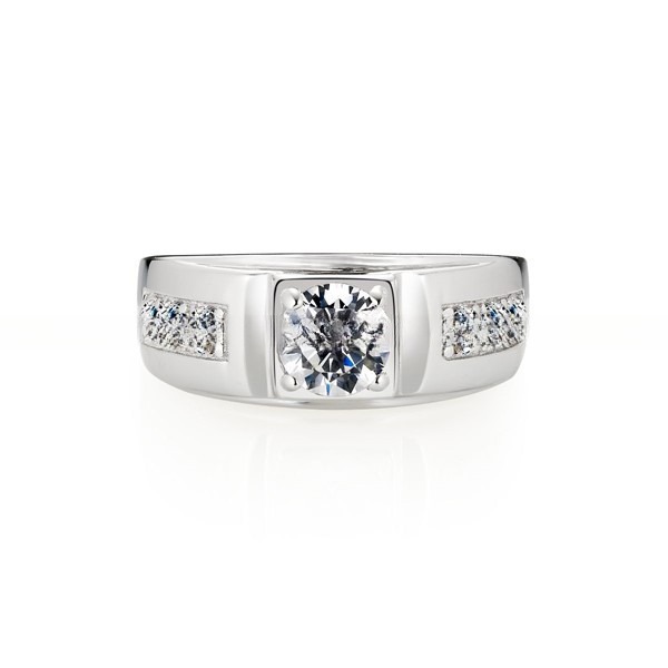 1Ct Solitaire Diamond Zircon S925 Sterling Silver Rings Round For Unisex Engagement Anniversary