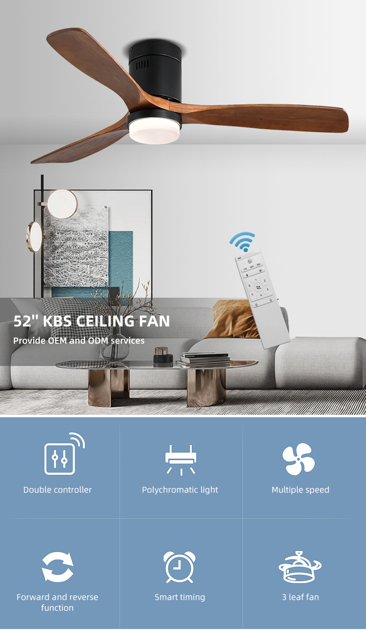 Industrial Style 65 watt Wooden Blade Ceiling Fan 90lm/w 120v ceiling fan lamp