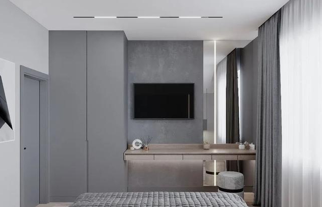 Customizable PANEL Wood Style Wardrobe in Matte Gray for Personalized Design Homes