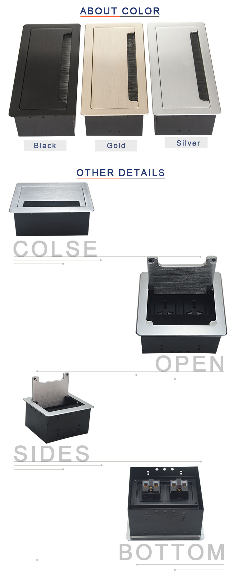 Double EU power computer table connected hidden desktop socket box