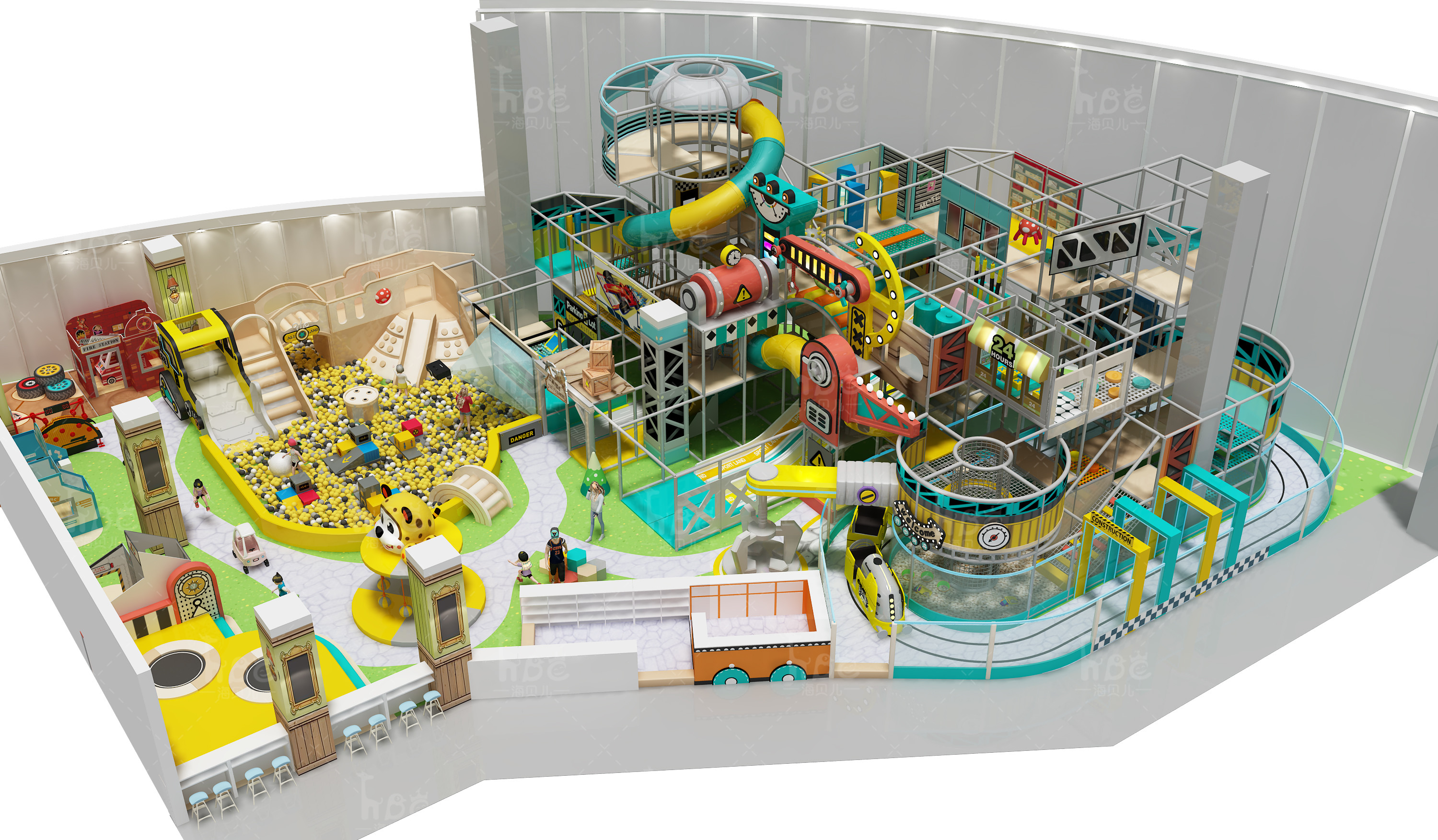 Indoor Commercial Playground Equipment Kids Trampoline Park Video Game Style