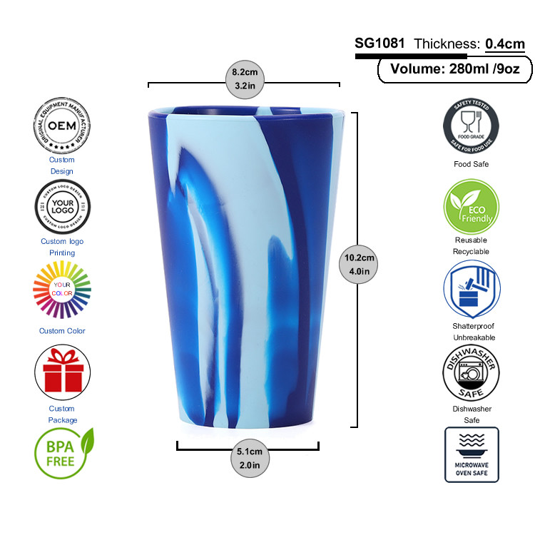 Straight Up Custom Silipint Cups Outdoor Sili Pint Glass OEM ODM