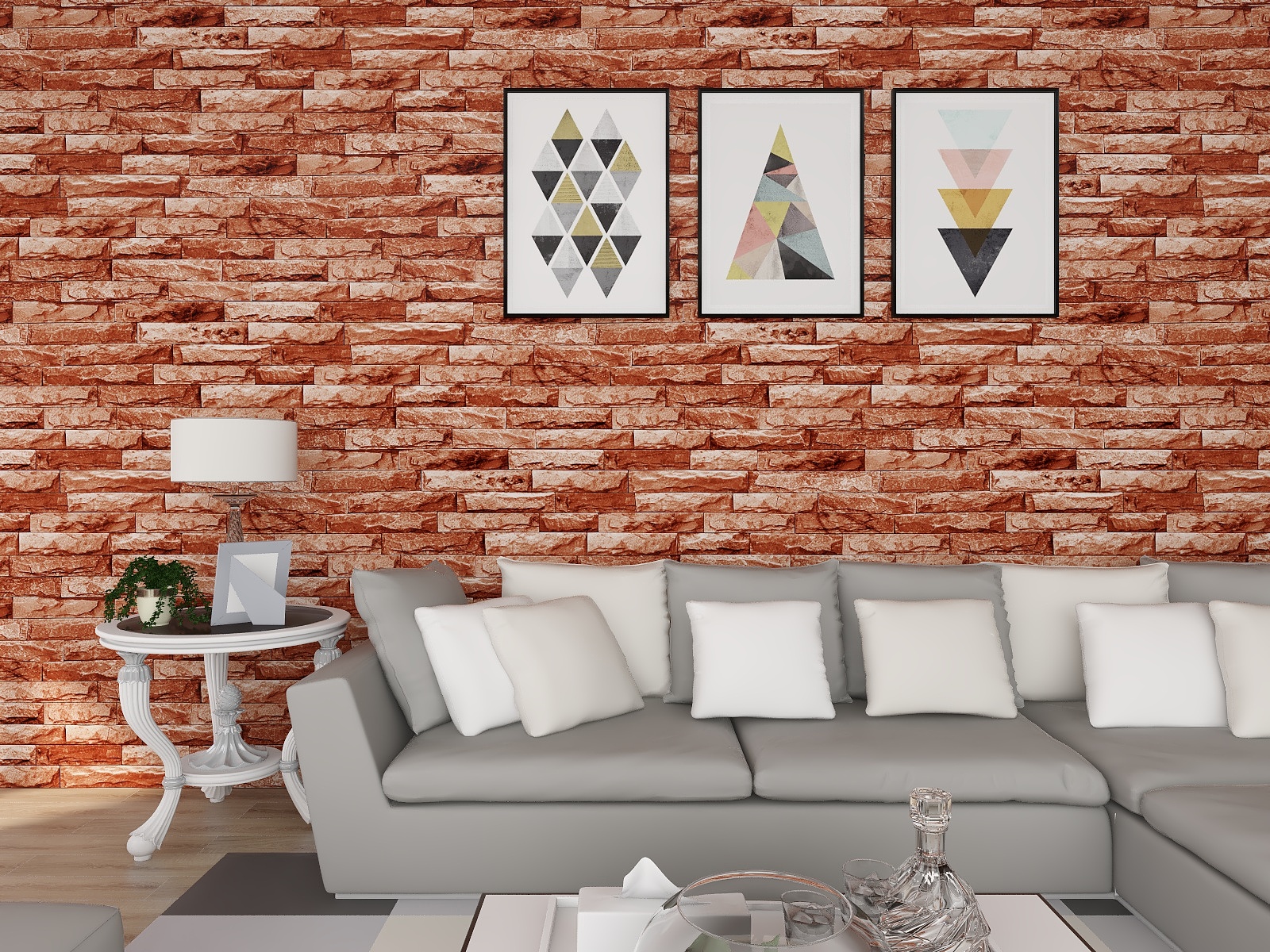 Modern 3D Faux Brick Wallpaper Interior 3D Brick Wallpaper Living Room 10m Roll