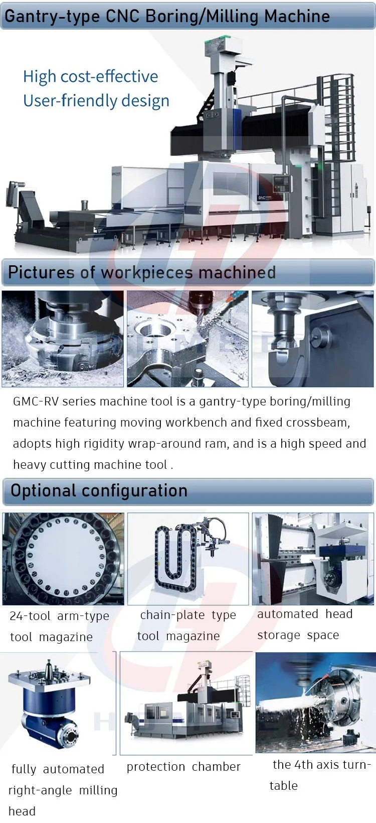 SMTCL Gantry Machining Center GMC1220 Portal Machining Boring And Milling Machine