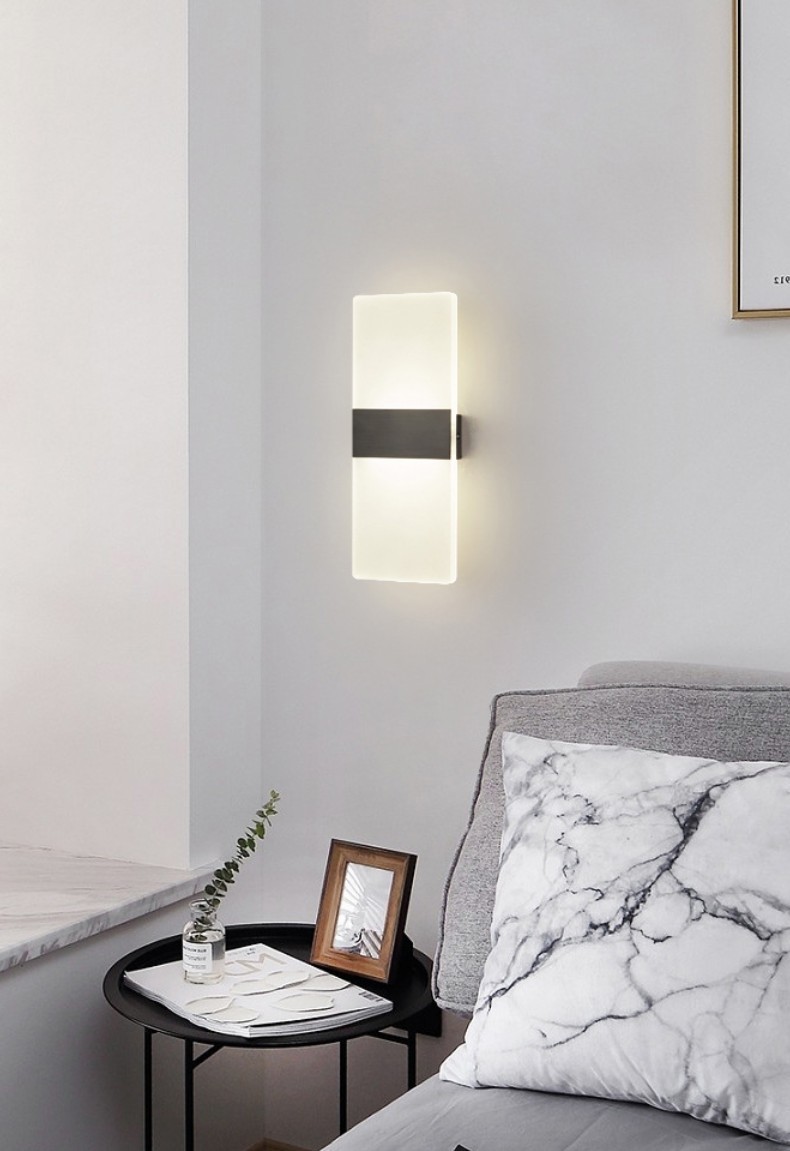 Modern Simple Rectangular LED Wall Lamp Transparent Bedroom Living Room Restaurant Hotel
