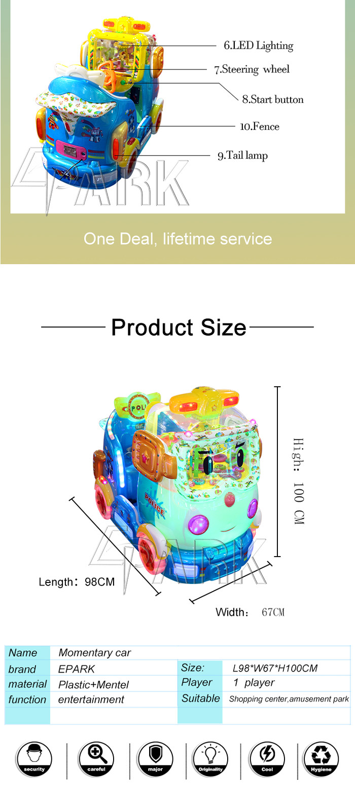 Coin Pusher Animal Kiddy Ride Machine / Swing Game Machine Environmentally Friendly