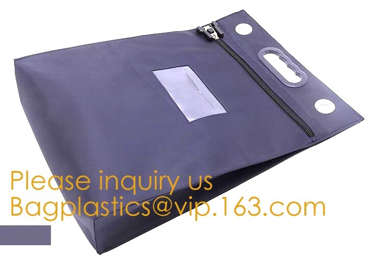 Locking Bank Bag Canvas with Hard Handles Black,Promotional Customized Nylon Money Pouch Bank Bags Secure Deposit Utilit