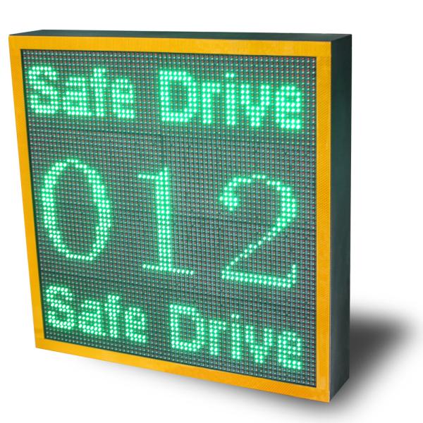 Solar Powered Aluminum Speed Sign with Digital Display Green Red Alert 0-250 Km