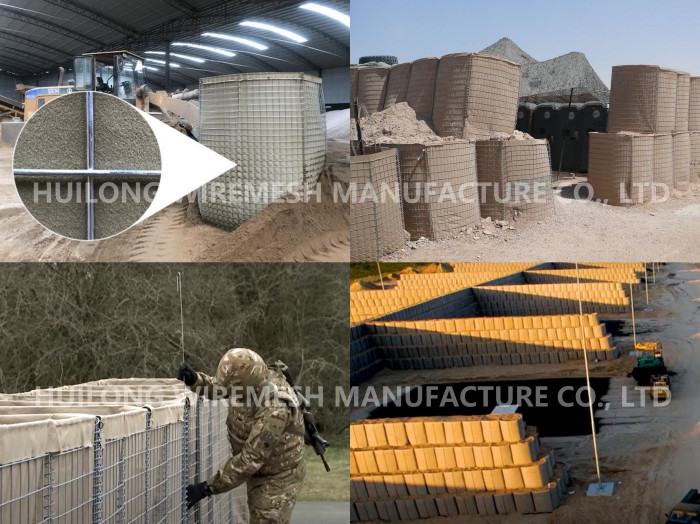Hot Dip Galvanized 0.61x0.61m Hesco Defensive Barriers Welded For Fortifications