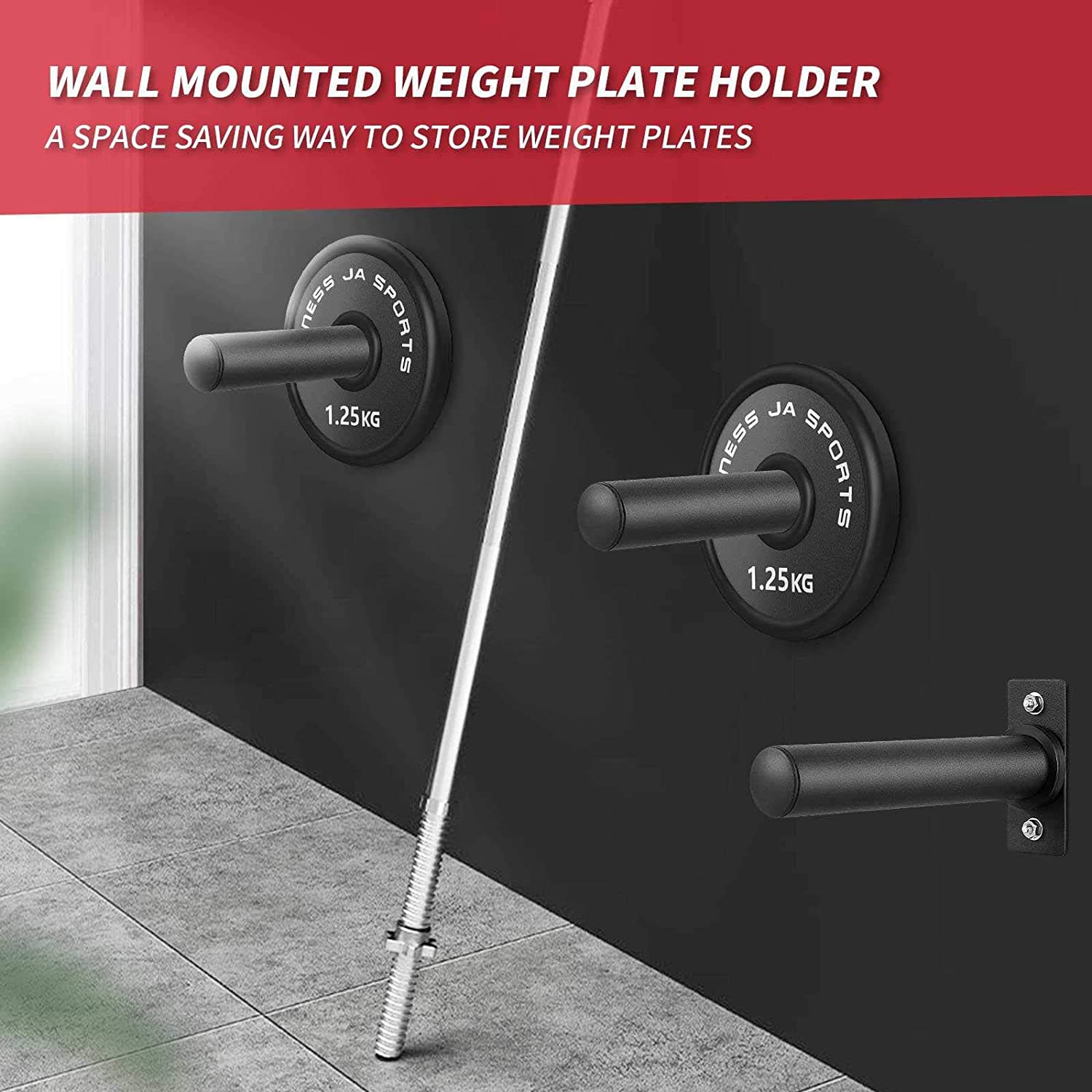 Wall Mount Tube Power Cage Weight Plate Storage Rack Attachment with Metal Pin Bracket