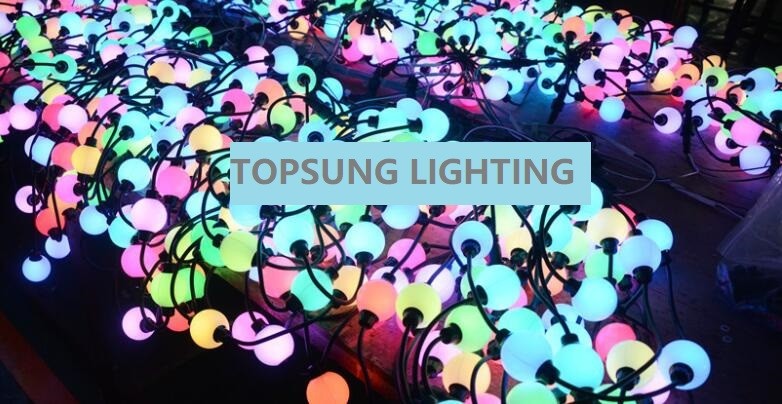 3m reel 24V ucs1903 addressable rgb 3d curtain pixel light 50mm Led Ball dmx globe bulbs strings