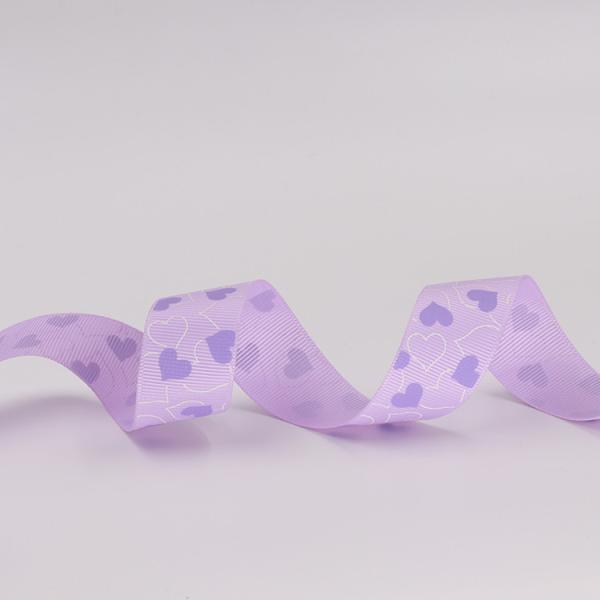 Fancy 1 Inch Grosgrain Ribbon , Pink / Light Purple Custom Printed Ribbon