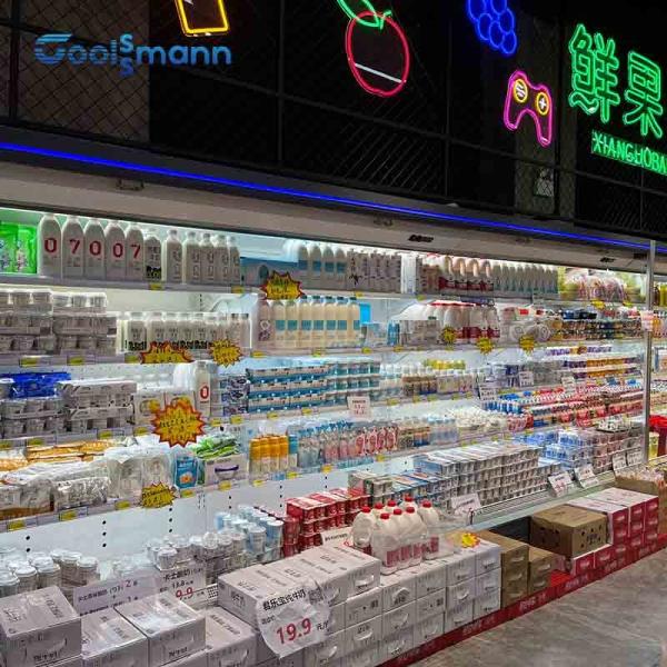 Open Deck Supermarket Display Refrigerator 1900L Automatic Defrost 2 . 05m