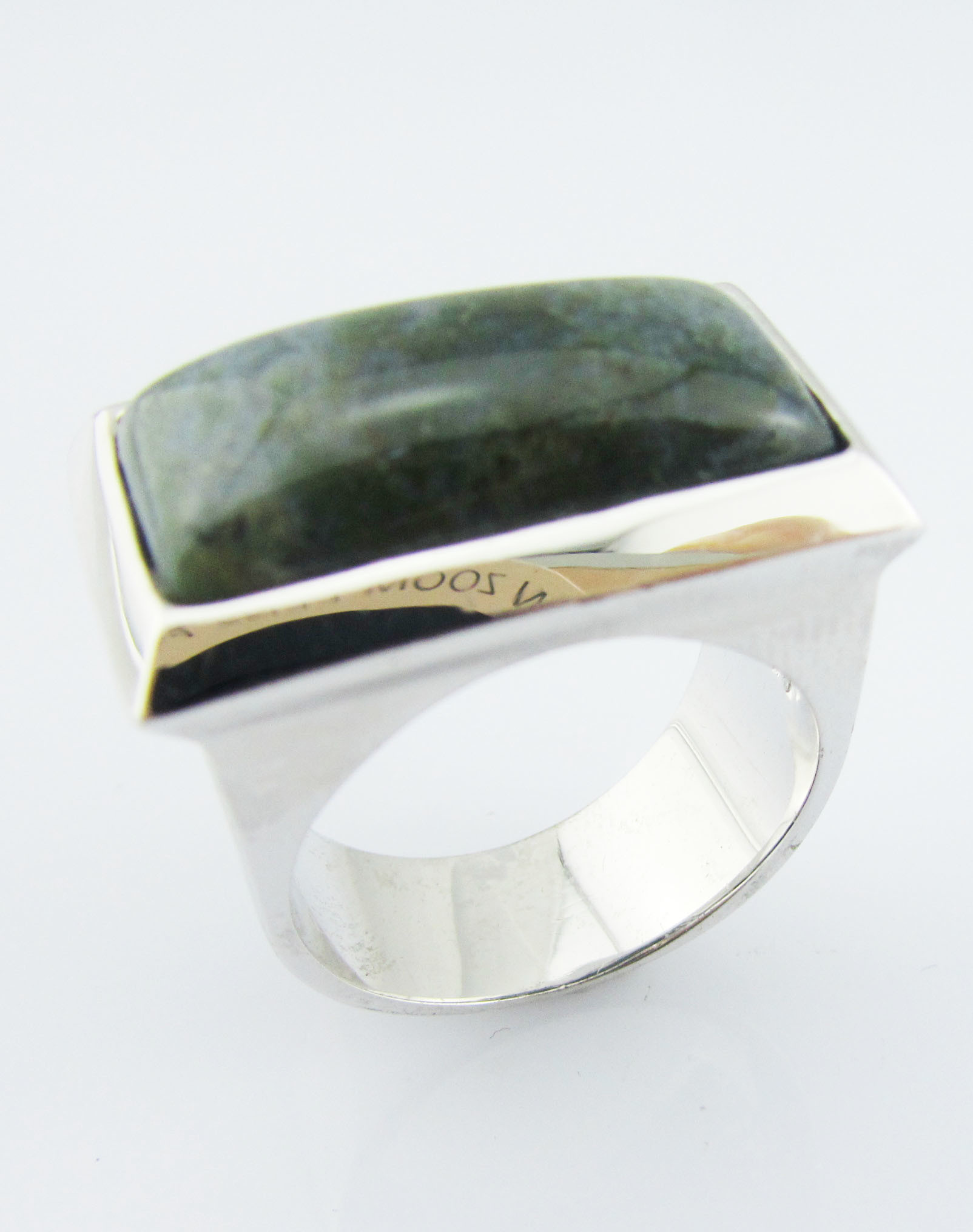 925 Sterling Silver Round Gemstone Rings With Green Jade Sterling Silver Engagement Ring Large Sterling Silver Rings