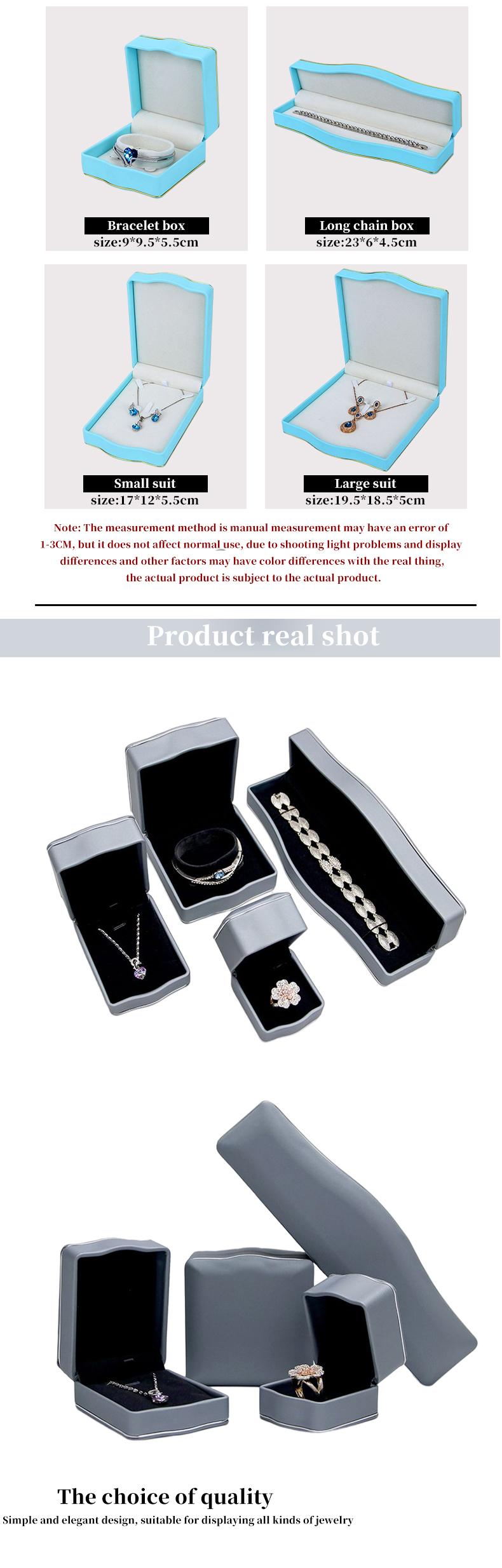 Grey PU Leather Luxury Jewelry Box for Ring Necklace Bracelet Set Packaging by Hanhong