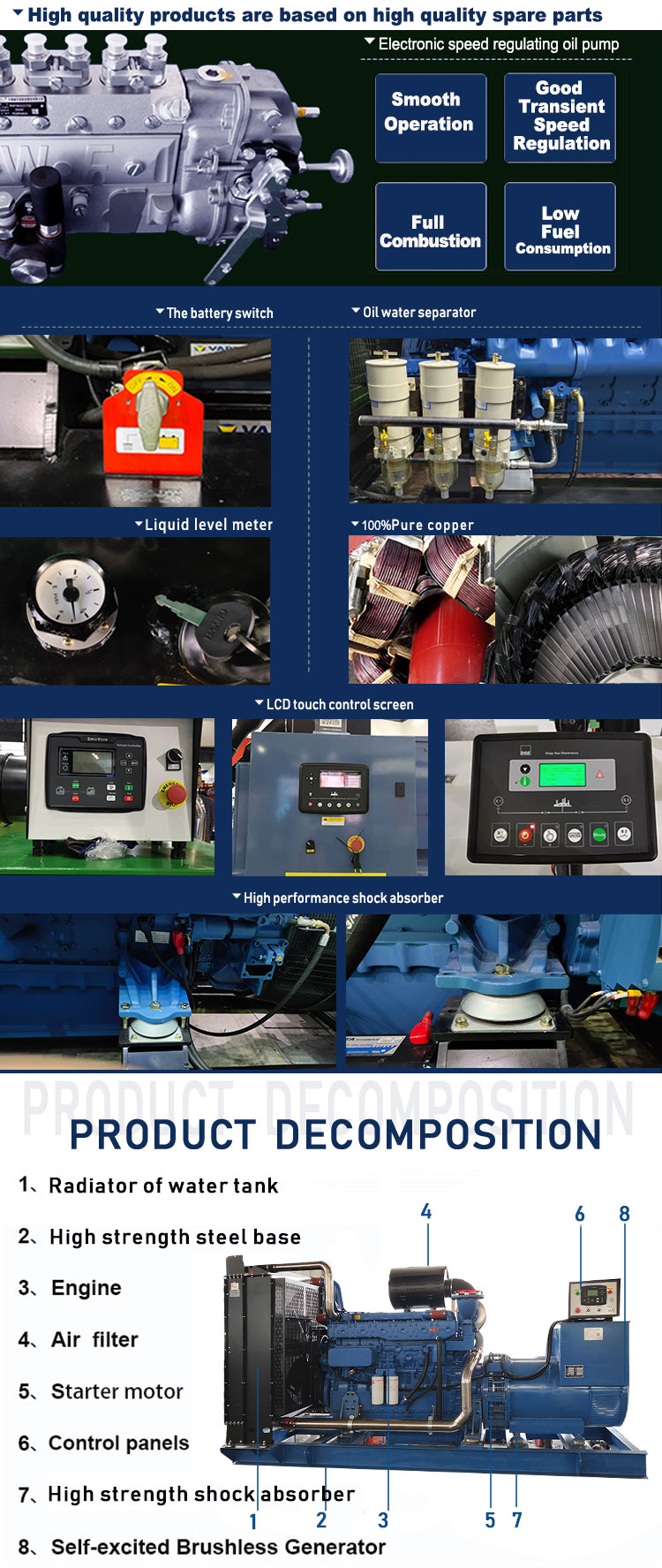 Diesel Cummins Silent Generator 500kw AC 3 Phase Output In 100kw 160kw 200kw 250kw 300kw