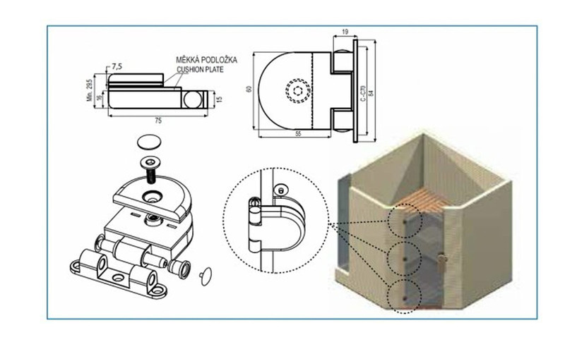 Customized Sauna Door Hinges CE ISO Powder Coated Door Hinges For Infrared Cabin Door