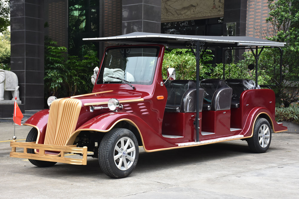 Electric Powered Vintage 8 Person Golf Cart Tour Bus With 48V DC Motor