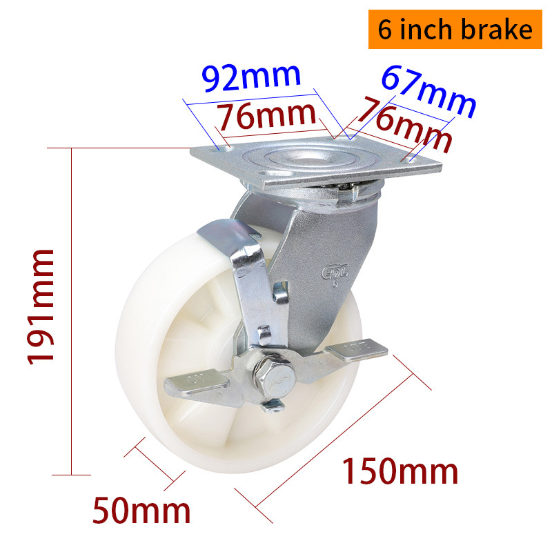 6 Inch Heavy Duty Swivel Casters 420kg Plate TPU 150mm Caster Wheels