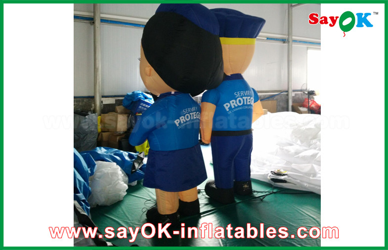 Blue Oxford Inflatable Cartoon Characters Cop / Police Man Carttoon Charaters With 90% Similar