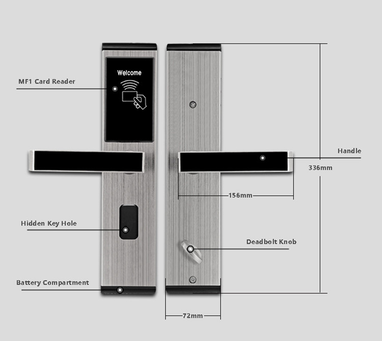 Password Key Card Door Lock 2 Ways To Unlock Low Power Consumption