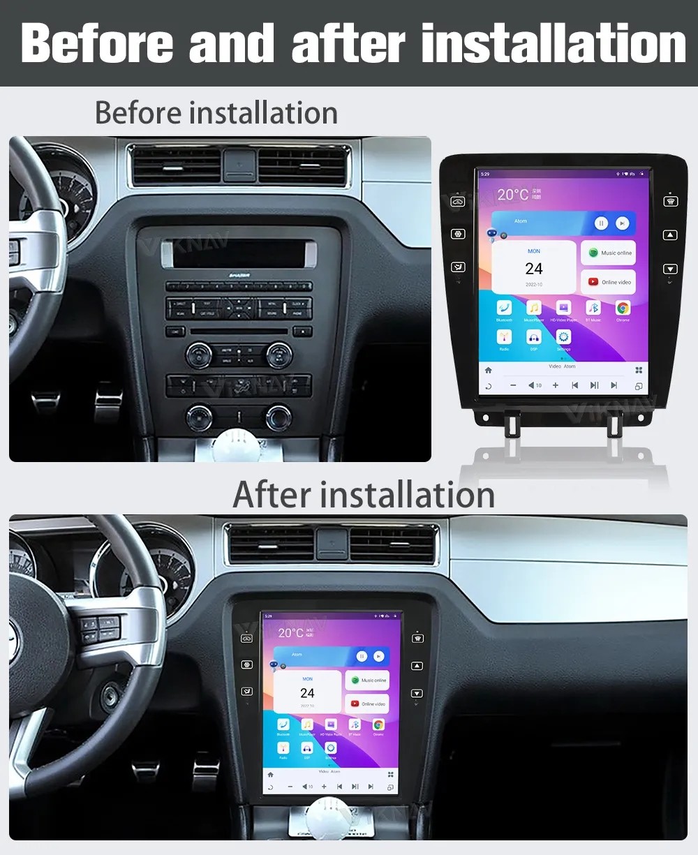 12.1 Inch Touch Screen Car radio For 2009--2013 Ford Mustang GPS Navigation Multimedia Player Wireless Carplay BT 4G