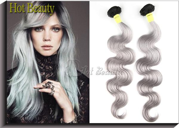 Silver Grey 100 Virgin Brazilian Hair Bundles , Grade Deep Wave Human Hair 6a